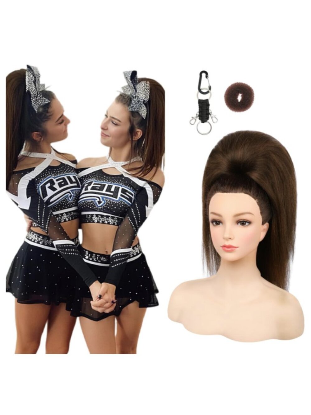18" Mocha Melt Cheer Hairpiece Ponytail Extension Brunette Dance‎ Competition
